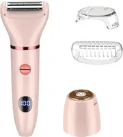Lanumi Women Electric Razor 2 in 1 Bikini Trimmer Facial Hair Removal USB Rechargeable Body Shaver Wet Dry Pubic Hair Trimmer Lady Shaver LCD Display?Gifts for Women