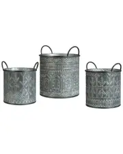 StyleCraft Murphy Set of 3 Galvanized Buckets