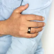 Grey And Black Strips 8mm Wide Rose Gold Tungsten Ring, X