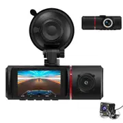 1080P Triple Dash Cam Front and Rear Inside for Cars with 32GB Card