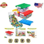 4-Pack Brick-Shaped Toy Storage Bins - Clear & Stackable Organizer in 4 Colors