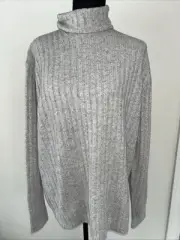 Banana Republic Womens Pullover Sweater M Gray Merino Wool Blend Turtleneck NWT