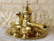 Big Coffee Kettle Plate 4 Cups Hand Made Original Copper Traditional Decortive