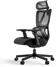 [ProtoArc] Ergonomic Office Chair for Home Office, High Back Desk Chair with Thick Spring Cushion, Adjustable Headrest, Armrests, Big and Tall Mesh Computer Chairs for Long Hours Sitting - Black