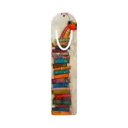 Stacked Books & Curious Worm Bookmark - Whimsical Art for Readers