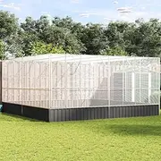 Sturdy Aviary Silver 418x414x212 cm - Durable Galvanised Steel Frame, Secure Mesh Grid, Ample Activity Space for Birds and Small Animals - Outdoor Rust-Proof Parrot Cage