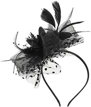 [Ipetboom] Fascinator Hat for Women Tea Party Headpiece Vintage Hair Accessories Wedding Hat for Holiday Party Cocktail Headband Photo Prop Black