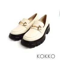 在飛比找momo購物網優惠-【KOKKO 集團】經典英倫風馬銜扣厚底樂福鞋(白色)