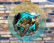 10" Sea Turtle Tortoise Ocean Wind Spinner Yard Decor 3D Kinetic rws099