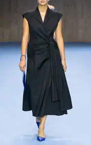 [Carolina Herrera] Sash-Detailed Cotton Poplin Midi Wrap Dress