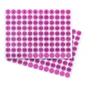 15 Pcs Round Number Sticker 0.8", Round Number Decal Labels 1 to 100, Pink