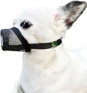 MOIILAVIN Dog Muzzle,Soft Mesh Muzzle for Barking Grooming Biting Chewing for Small Medium Breeds, Barkless Mesh Muzzle Stop Puppy Eating Poop&Rocks XXS XS S (Black, XXS)