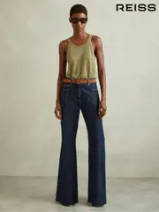 Reiss Dark Blue Juniper Flared Front Seam Jeans (Q95944) | $280