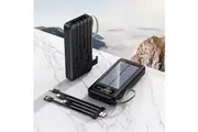 Black 10000mAh Solar Power Bank Portable Charger Built-in Cables LED Display Universal