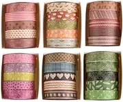 YUBX Basic Washi Tape Set 30 Rolls Plants Patterns Decorative Skinny Slim Masking Tapes for Arts, DIY Crafts, Journals, Planners, Scrapbook, Wrapping (Rainbow Forests)