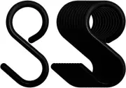 12-Pack Secure & Quiet Plastic S Hooks, Large (3.5inch), Black - 12 Count