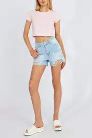 Ally Fashion Denim Ripped Denim Shorts - Size 6, Women's Relaxed Short