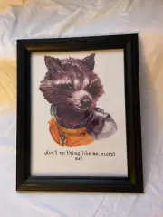 Rocket Raccoon Guardians of the Galaxy Cross Stitch Fiber Art