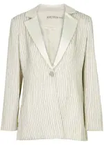 Alice + Olivia Yona Crystal-embellished Pinstriped Blazer - Off White - 6 (UK10 / S) 6 (UK10 / S)