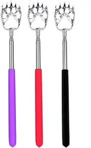 3 Pcs Back Scratcher Bear Claw Extendable Metal Portable Telescopic Backscratchers with Rubber Handled Back Scratcher