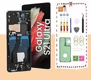 OLED for Samsung Galaxy S21 Ultra 5G LCD Screen Replacement for Samsung S21 Ultra Touch Digitizer Screen Display Assembly with Frame Toolkits G998U G998B/DS Black