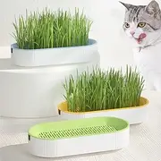 3 Pcs Hydroponic Cat Grass Planter,Cat Grass Planting Box, Seed Sprouter Tray Soil-Free Big Capacity Healthy Wheatgrass Grower Sprouting Container Kit for Kitten