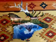 Elk & Mountain Scene-Metal Wall Art-24" X 24''-Indoor/Outdoor(@@)-USA
