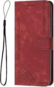 [YBROY] Case for Samsung Galaxy M14 4G, Magnetic Flip Leather Premium Wallet Phone Case, with Card Slot and Folding Stand, Case Cover for Samsung Galaxy M14 4G.(Red)