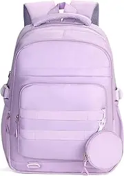 [PRLINJSK] Cute Backpack for Teen Girls Boys, Aesthetic Laptop Bookbag for College High Middle School Student Women, Purple, Purple, Medium, Traditional Backpacks