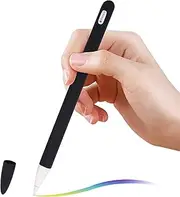 ProCase Soft Silicone Case for Apple Pencil 2nd Generation, Protective Sleeve Holder Grip and Nib Cover Accessories Kit Compatible with Apple Pencil 2nd Gen, iPad Pro 12.9 Inch / 11 Inch -Black