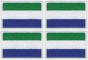 [Patchion] Set of Four - Flag of Sierra Leone - 2" - Black VeIcro/Hook and Loop Backing - Embroidered Patch/Badge/Emblem