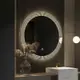 化妝鏡 梳妝鏡 圓形智能浴室鏡衛生間台面帶燈觸摸屏感應防霧發光壁掛led化妝鏡『my5477』