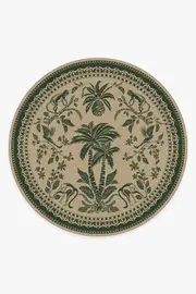 245' Round | Machine Washable Runner Rug | Kid & Pet Friendly | Indoor Rug | Iris Apfel Simian Forest Green Tufted Rug | Ruggable