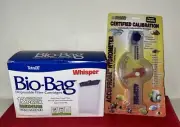 AQUARIUM TETRA WHISPER BIO-BAG (11) M FILTER CARTRIDGES NEW ACCUPROBE HYDROMETER