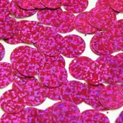 Round Flat Sequin 18mm Top Hole Fuchsia Pink Hologram Glitter Sparkle