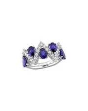 Created Forever Silver 4.45 ct. tw. Lab-Grown Diamond & Lab-Grown Blue Sapphire Crossover Ring