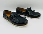 RM Williams Boat Shoe Mens AU 7 G EU 41 Navy Blue Barham Oily Fern Leather