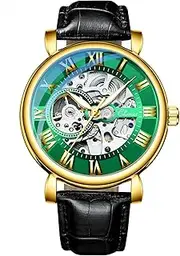 [DAXIAOYU] Mens Mechanical Wristwatches Tourbillon Skeleton Design Leather Strap Men Watches