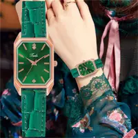 在飛比找蝦皮購物優惠-時尚長方形石英手錶女士皮革錶帶手錶