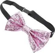 [LIFKOME] Men's Bow Tie Fashionable Glitter Tie Pre Tied Faux Leather Adjustable for Formal Events Perfect Party Accessory