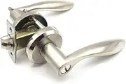 TopHomer Door Lever Handle Lock Latch Sets, Internal Doors Three Lock, Entry Front Knob Leverset Lockset for Passage and Bathroom Silver