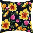 DIY Needlepoint Kit "Flowers" Tapestry Pillow Cover Printed Canvas