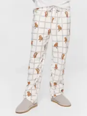 Peter Alexander Men's Climbing Bears Cream Long Flannelette Pyjama Pants Size XL