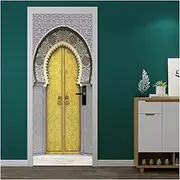 Door Stickers Arabic Muslim Palace Door Sticker Home Decoration Wall Stickers Living Room Wall Decals Vinyl Wallpaper (Size : 77x200cm)