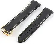 [DAYHOM] 20mm 21mm 22mm Curved End Silicone Rubber Watch Band Fit for Pagani Watch Fit for Huawei Fit for GT2 Magic Watch 2 Fit for Honor Fit for Samsung Galaxy Watch S3 S4(Black Yellow 4)