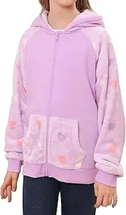 [V.&GRIN] Girl Zip up Hoodie Sweatshirt Soft Fuzzy Fleece Jacket with Pocket for Girls 5-16 Years