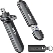 SSK 512GB USB C Stick up to 1000MB/S, Dual Mini USB Stick USB 3.2 Gen2 Type-A and Type-C External Solid State Drives Portable SSD for iPhone 15/16/PS4/Android Phone/Tablet/Windows/Mac