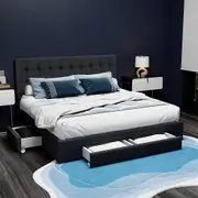 Artiss Bed Frame Double Beds Base with 4 Storage Drawers Charcoal AVIO