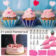 21Pcs Piping Bag and Tip Set Stainless Steel Cake Decorating Supplies Kit guvUv