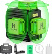 Huepar Laser Level 360 Self Leveling, 3 X 360° High Brightness Cross Line Laser